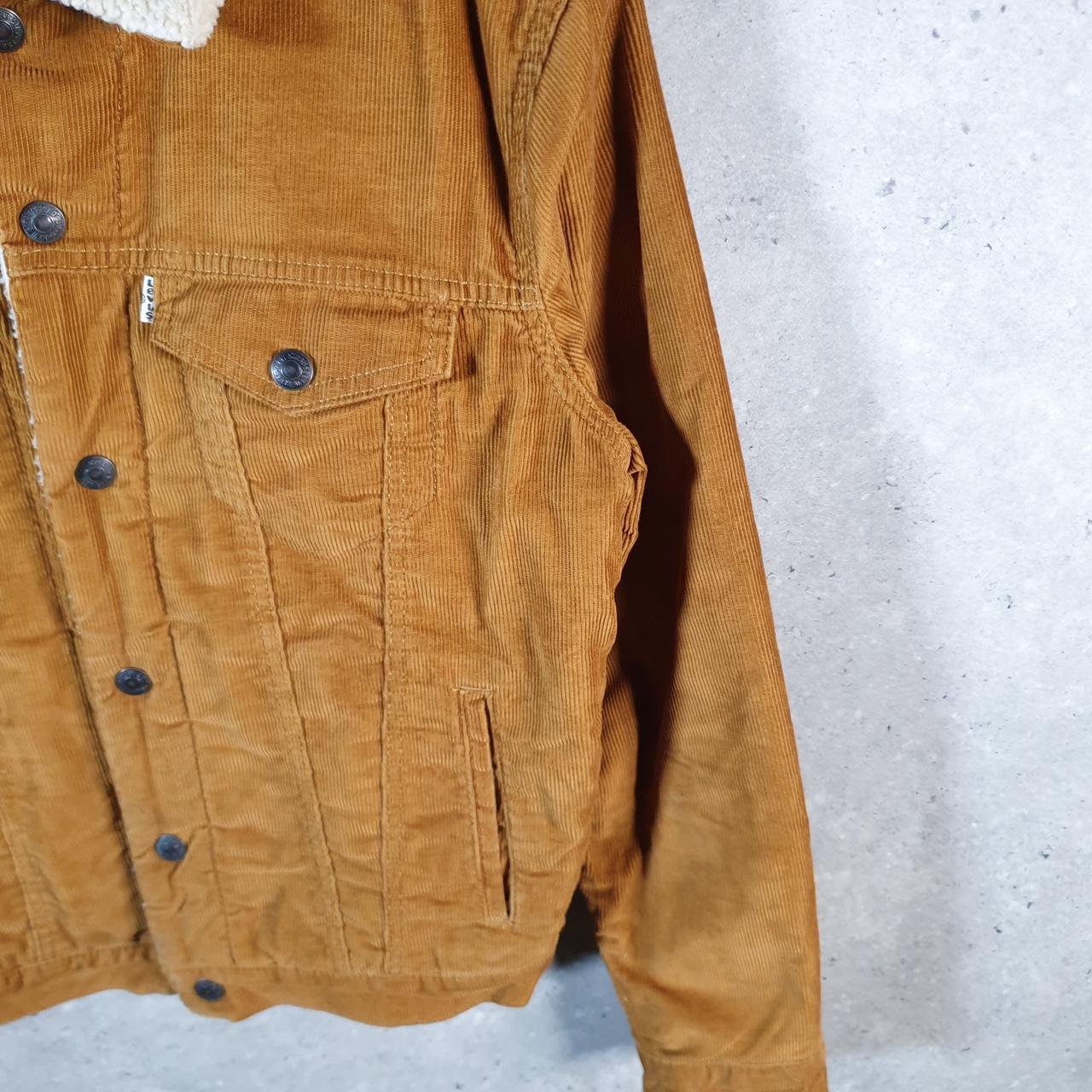 Vintage Levis Denim Corduroy Jean Trucker Sherpa Jacket Mens Small Brown Sherling