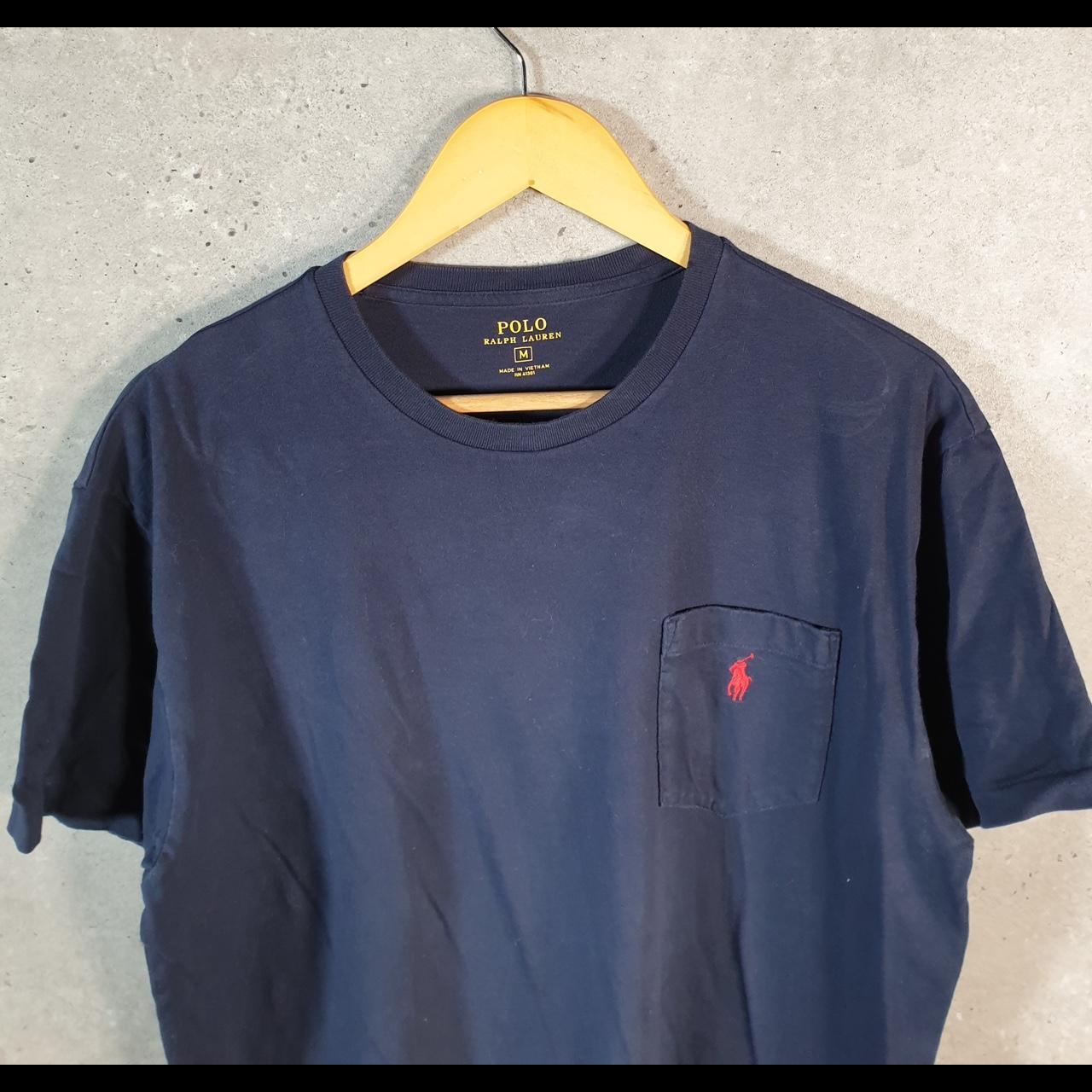 Vintage Ralph Lauren Polo T Shirt Men’s Medium Navy Blue Embroidered Classic Fit Pony C8570