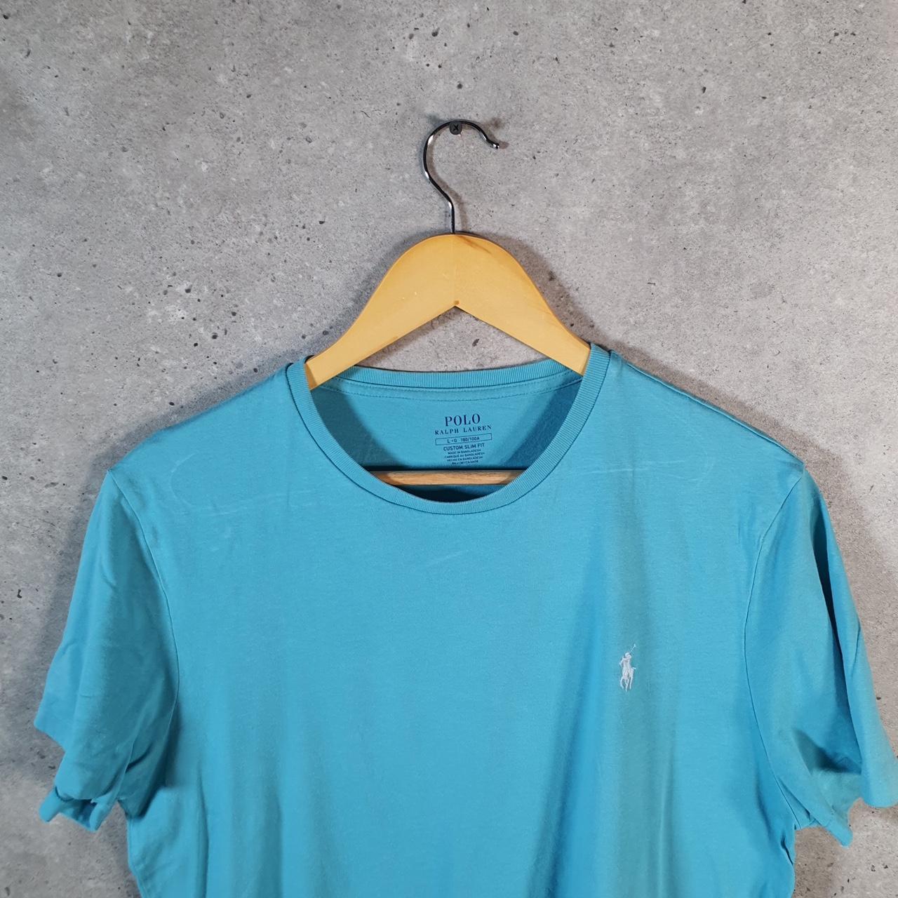 Vintage Ralph Lauren Polo Sport T Shirt Men’s Large Blue Custom Slim Fit Embroidered Pony C8672