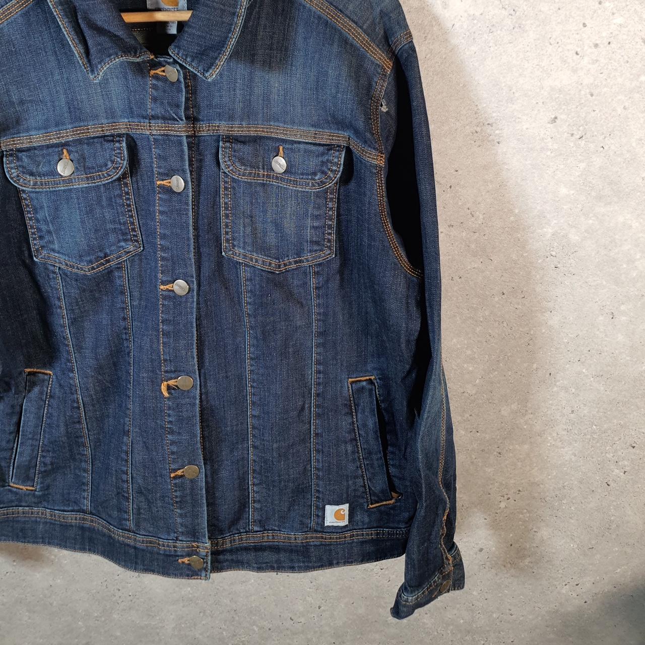 Vintage Carhartt Brewster Dark Wash Denim Jacket Womens XL Blue Workwear USA