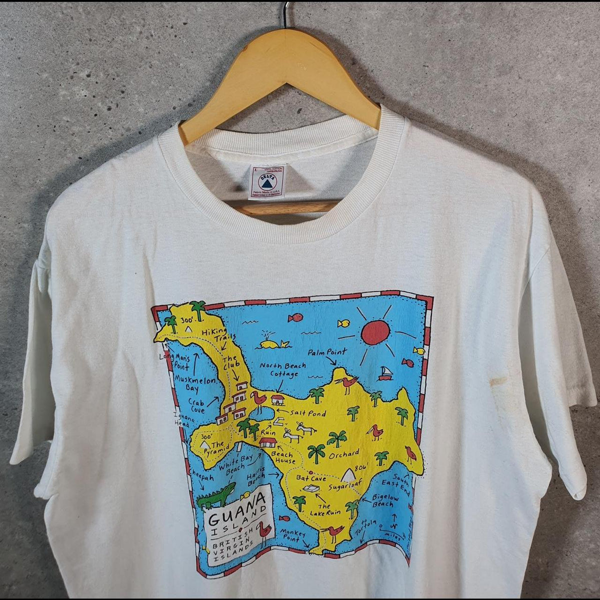Vintage Delta Guana Islands Virgin Islands 90s USA Single Stitch T Shirt Men’s Large White