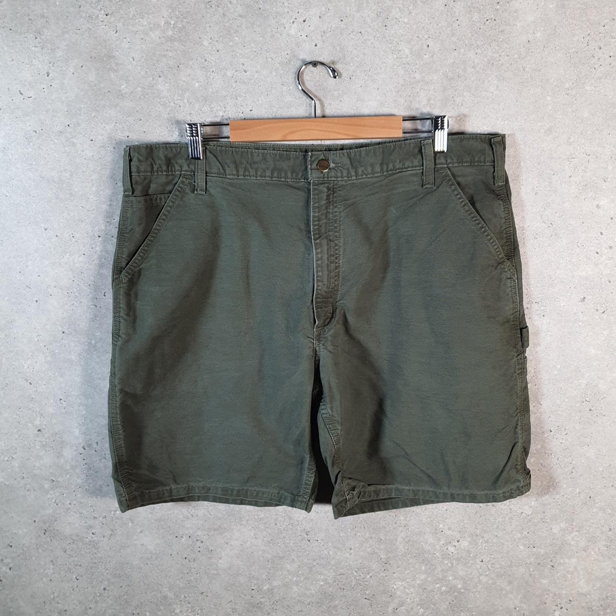 Vintage Carhartt Baggy Carpenter Shorts Jorts Cargo Men’s W40 Khaki Green Relaxed Fit Workwear A4722