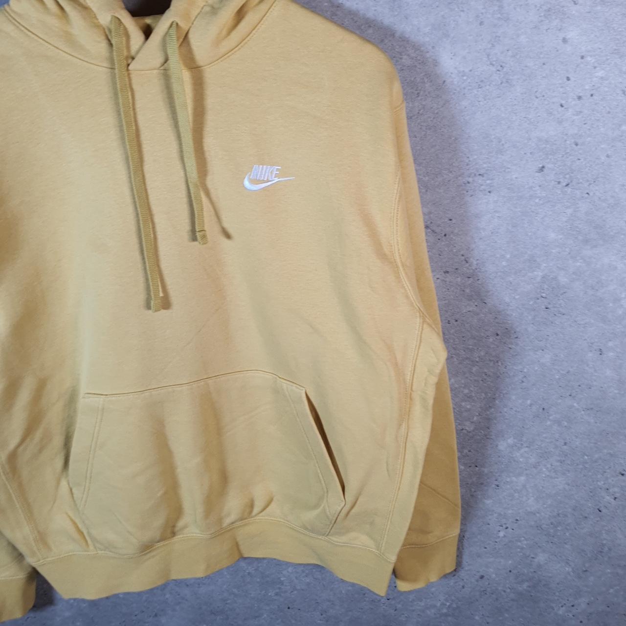 Vintage Nike Club Embroidered Hoodie Men’s Medium Yellow Swoosh Y2K Pullover Logo