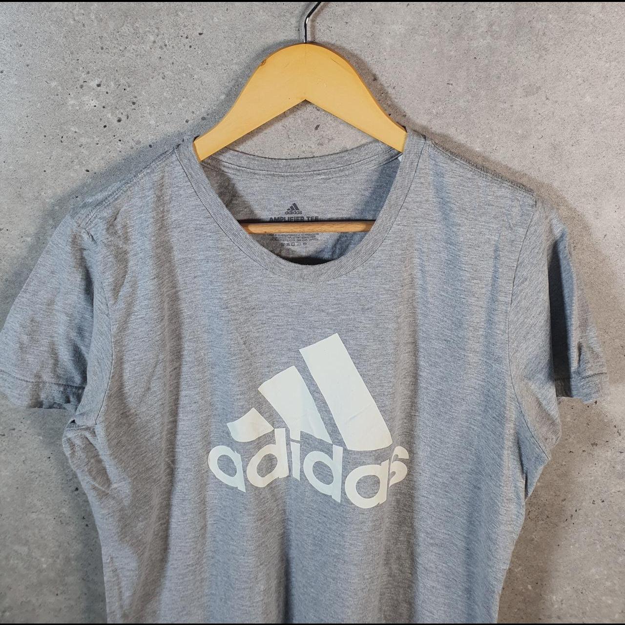 Vintage Adidas Amplifier T Shirt Shirt Men’s Large Grey Three Stripes Logo Athletic C9816