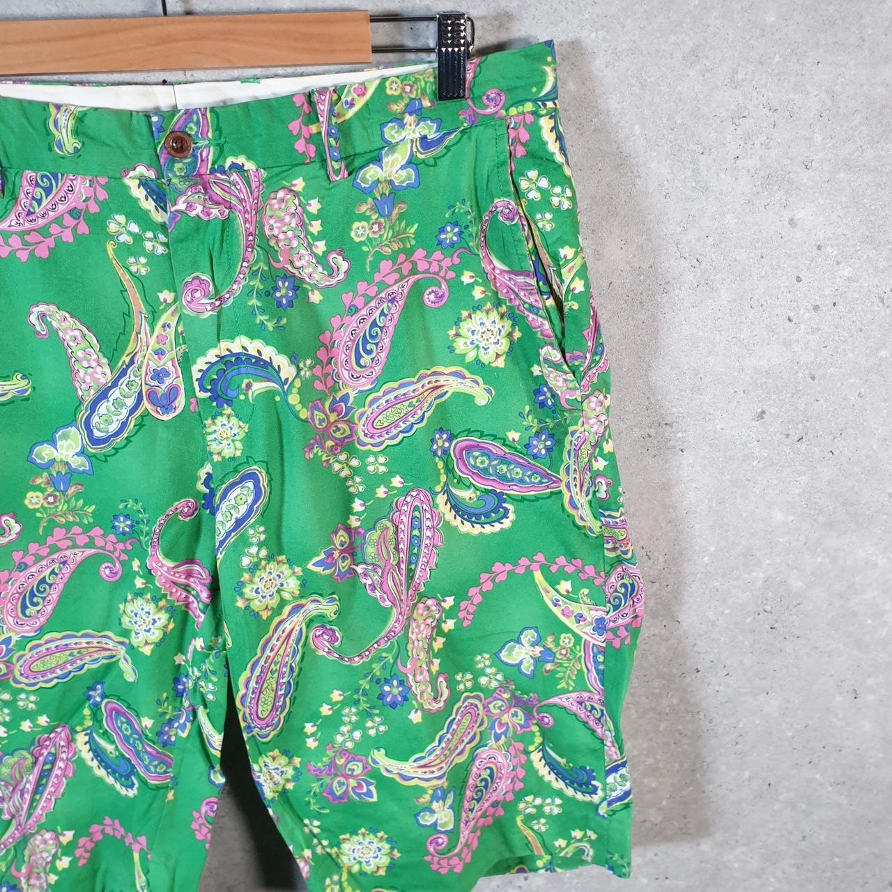 Vintage Ralph Lauren Paisley Polo Shorts Jorts Chino Cargo Men’s W34 Green Baggy Cotton A4358