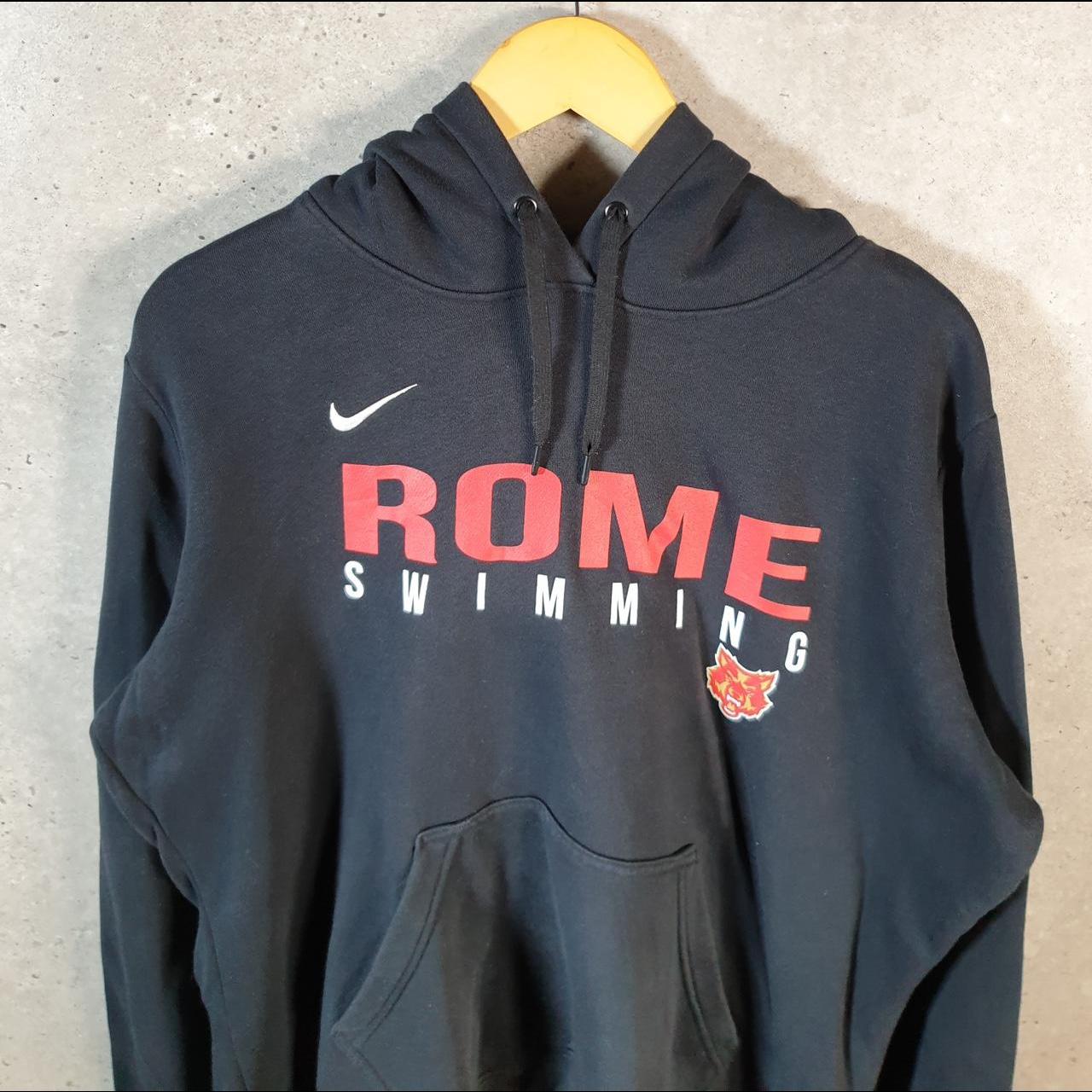 Vintage Nike Rome Swimming Hoodie Men’s 2XL Black Swoosh Y2K Pullover