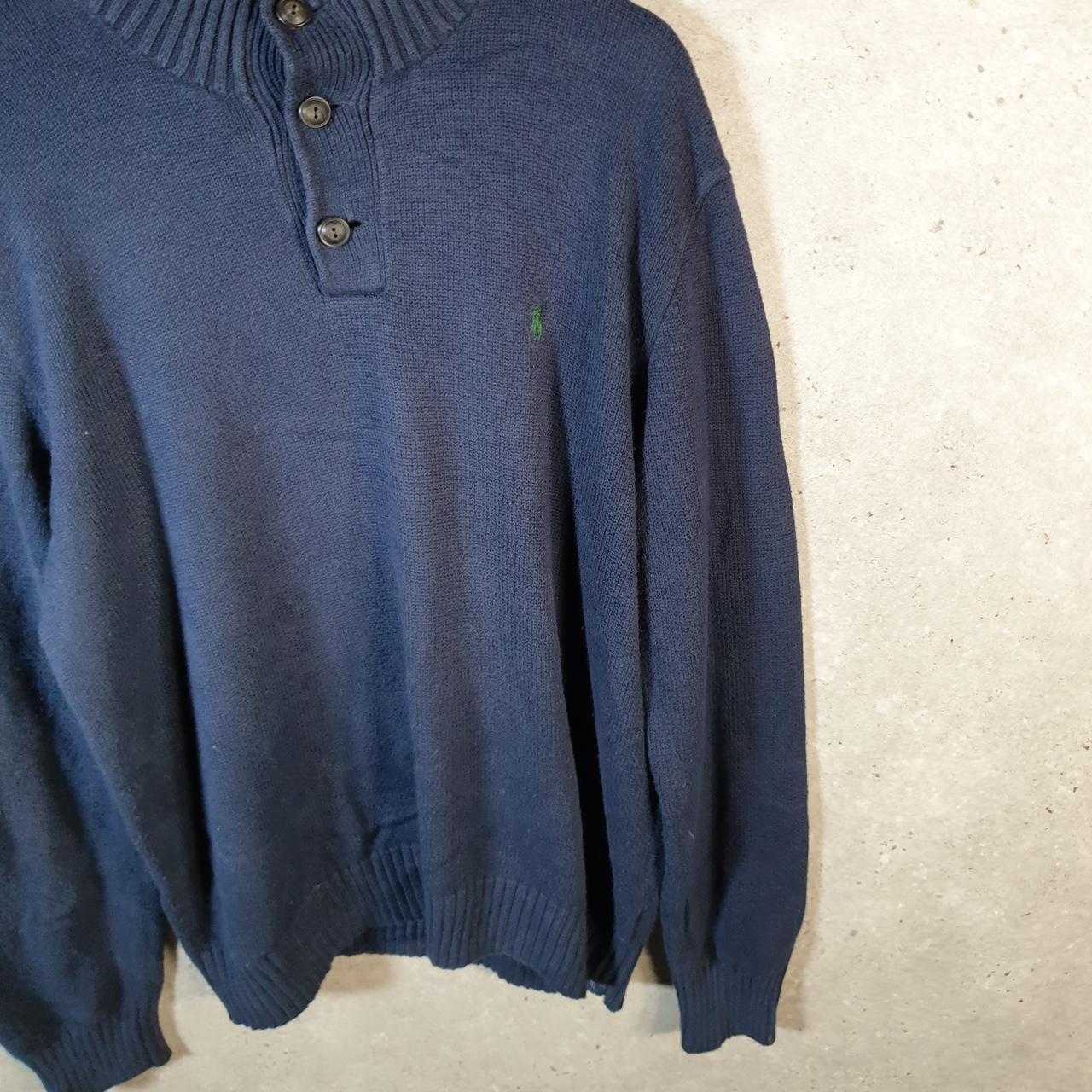 Vintage Ralph Lauren Polo 1/4 Button Sweatshirt Men’s Large Navy Blue Cotton Pullover Pony