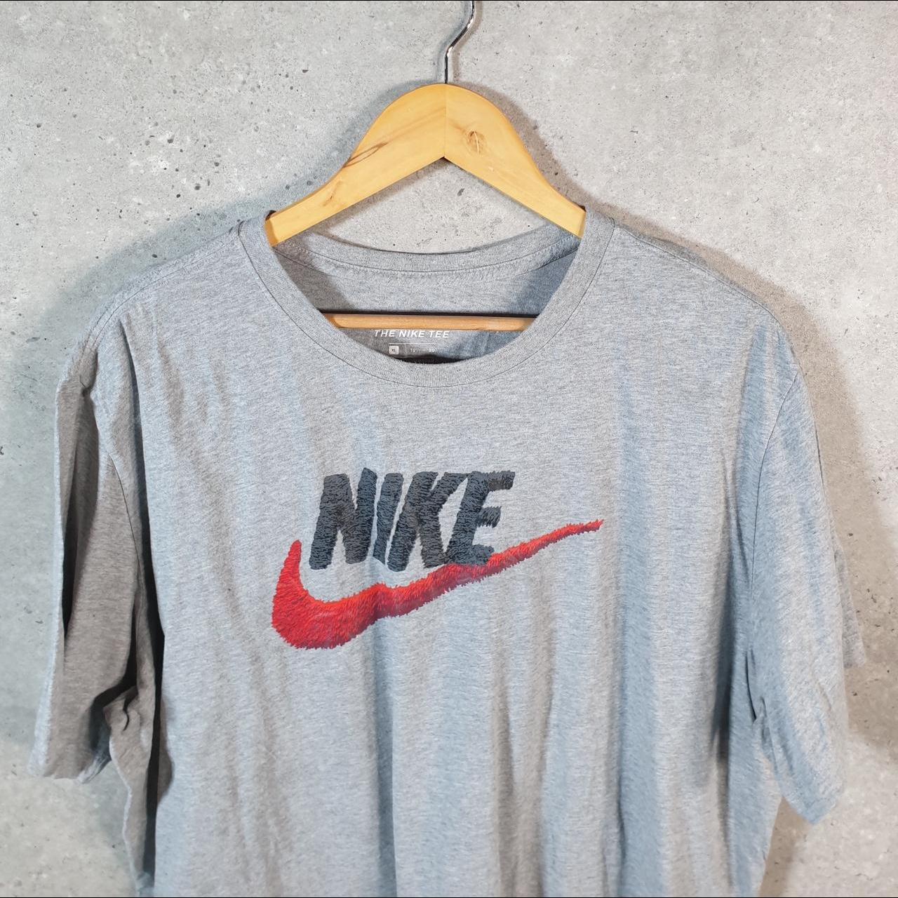 Vintage Nike T Shirt Men’s XL Grey Printed Single Swoosh Logo Athletic C8290