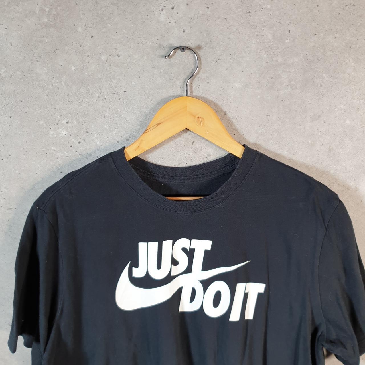 Vintage Nike Just Do It T Shirt Men’s Large Black Printed Single Swoosh Logo Athletic C8242