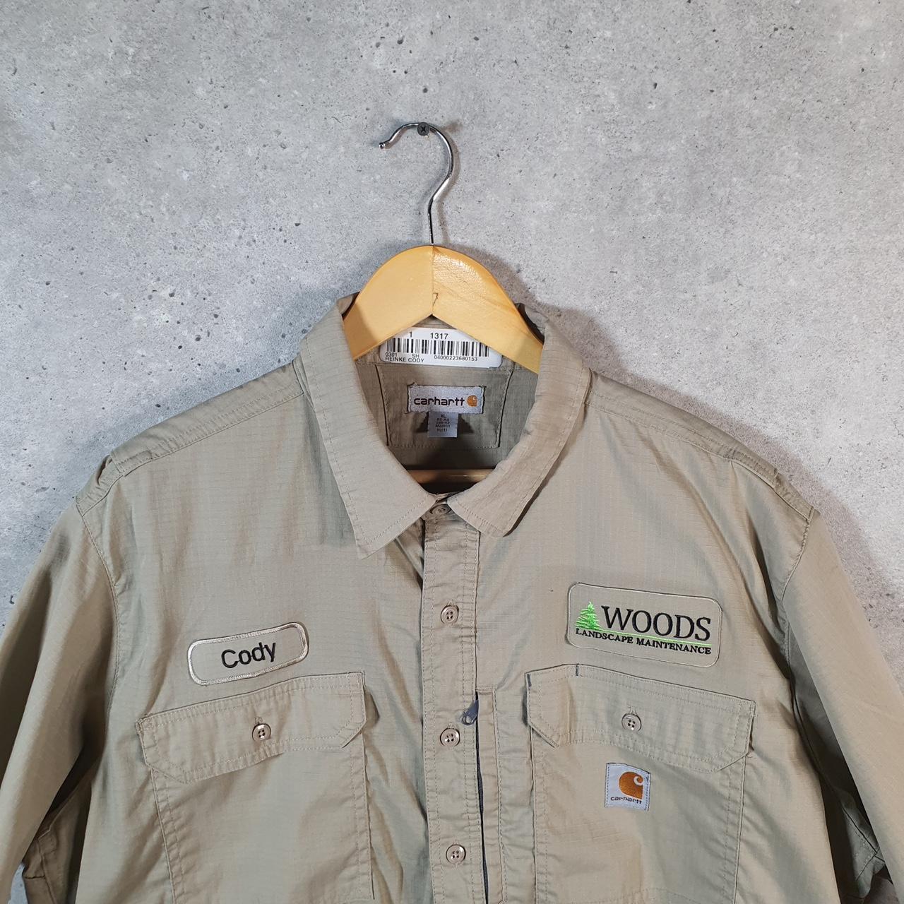 Vintage Carhartt Shirt Button Down Mens XL Brown Short Sleeve Chore Utility Relaxed - Big Fish Vintage
