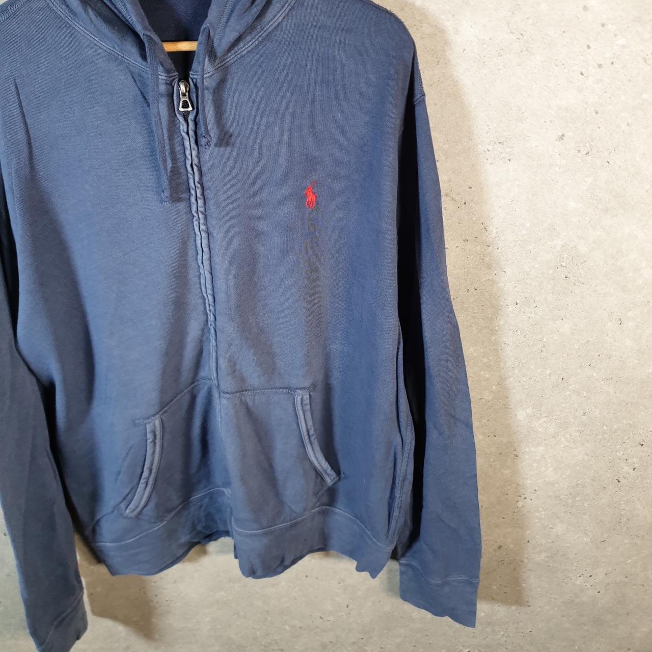 Vintage Ralph Lauren Polo Heavyweight Hoodie Men’s Large Blue Cotton Full Zip Pony