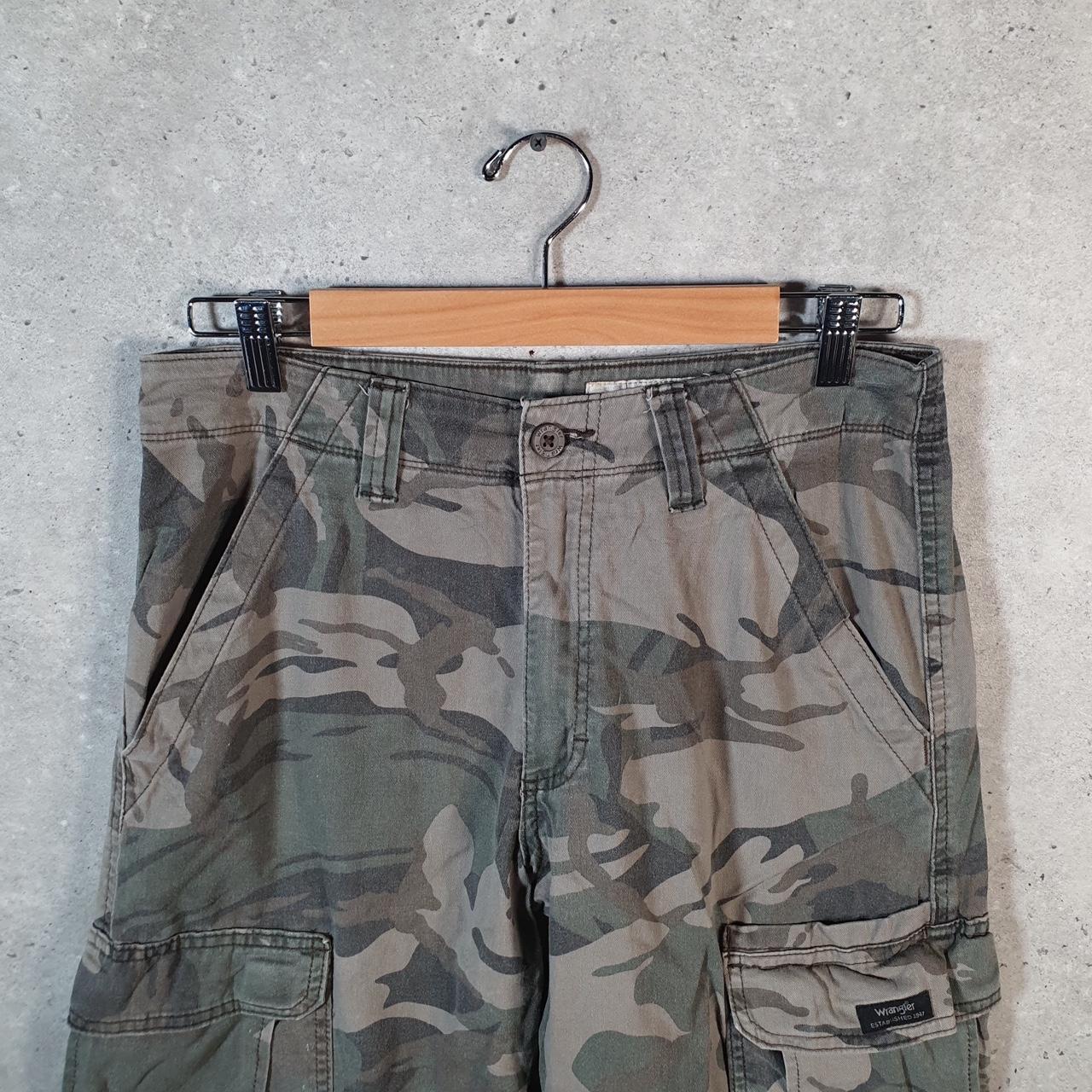 Vintage Wrangler Camouflage Army Cargo Trousers Mens W30 L30 Green RealTree Big Fish Vintage