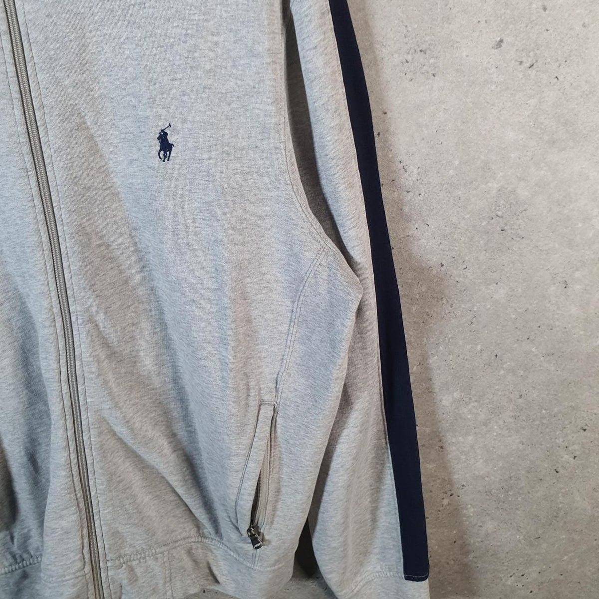 Vintage Ralph Lauren Polo Sweatshirt Men’s XL Grey Cotton Full Zip Pony
