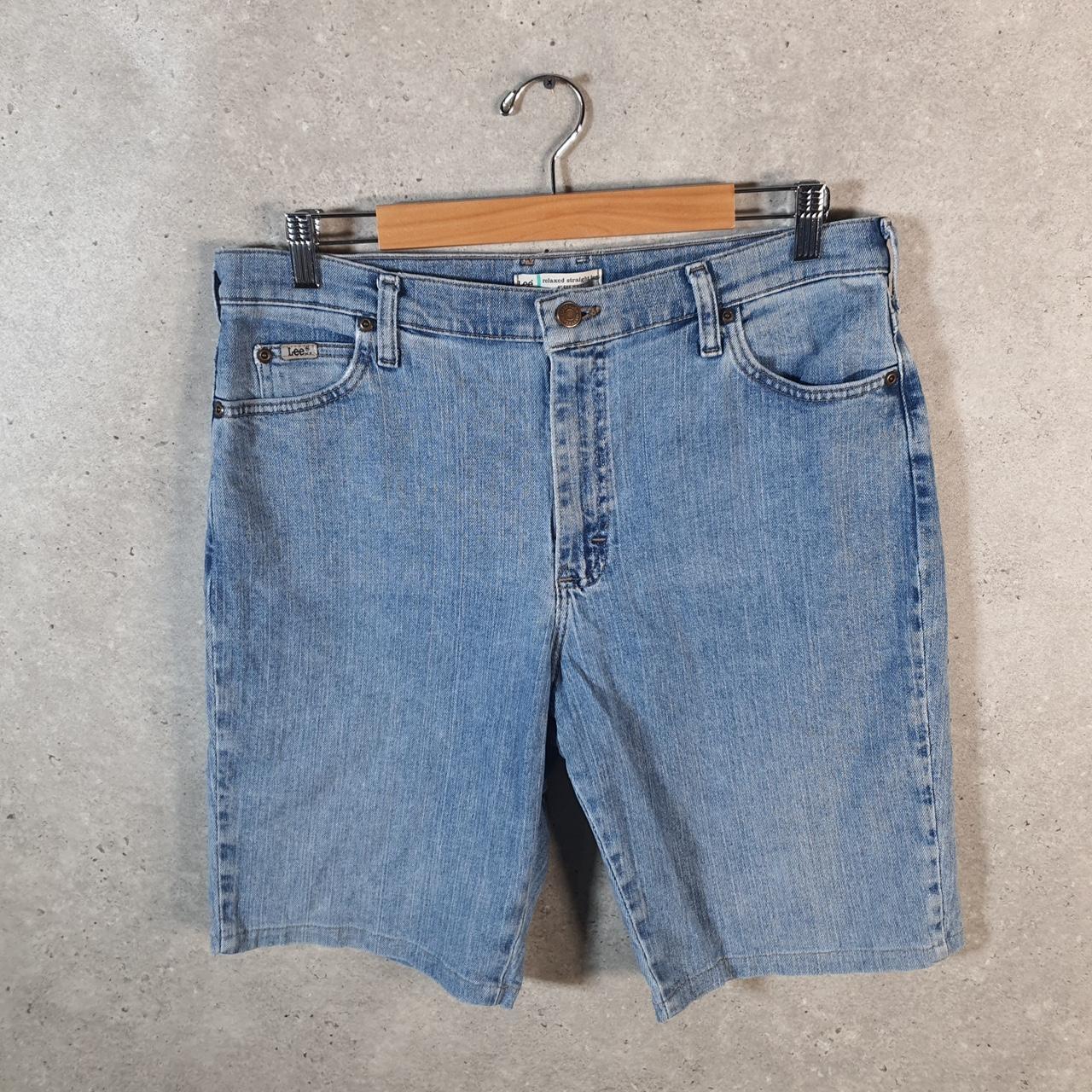 Vintage Lee Baggy Shorts Jorts Cargo Womens W32 Blue Relaxed Denim
