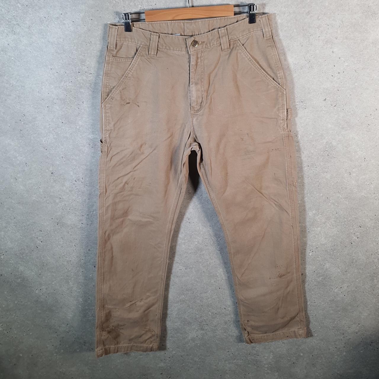 Vintage Carhartt Carpenter Trousers Mens W34 L32 Brown Relaxed Fit Workwear