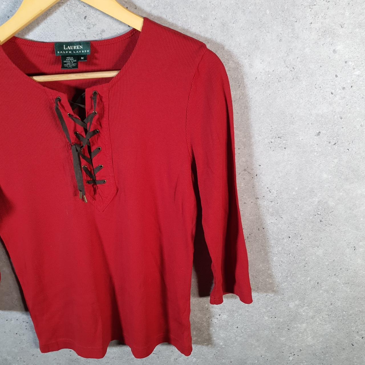 Vintage Ralph Lauren Polo Knit Sweater Womens Medium Red Cotton Pullover