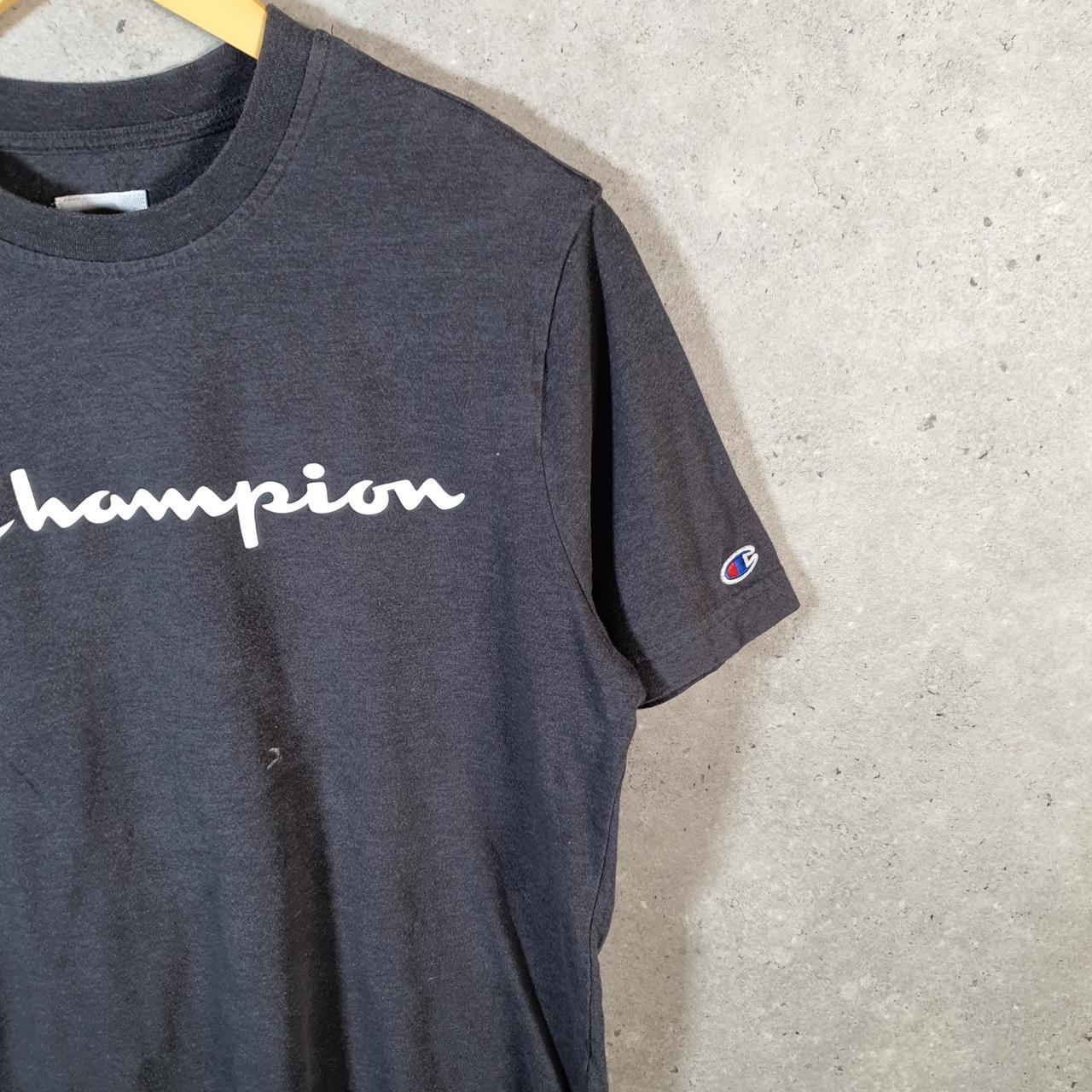 Vintage Champion Spellout Logo T Shirt Mens Small Grey USA Athletic