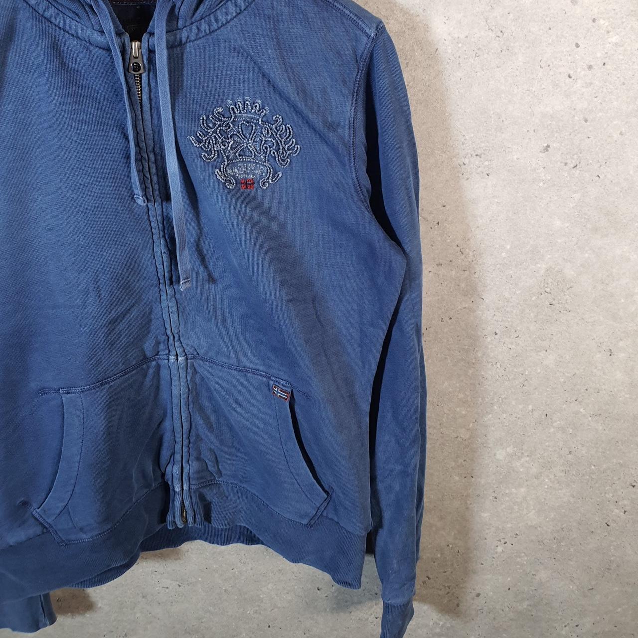 Vintage Napapijri Full Zip Hoodie Womens Large Blue Logo Spellout
