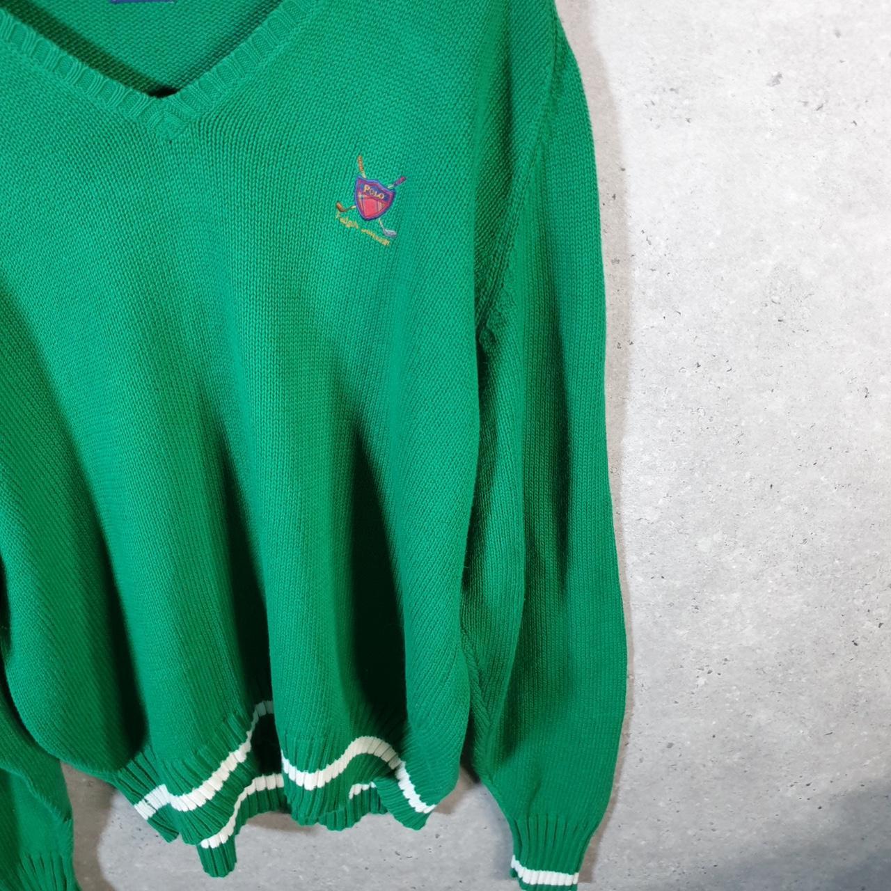 Vintage Ralph Lauren Polo Knit Sweatshirt Men’s Large Green Cotton Pullover Pony