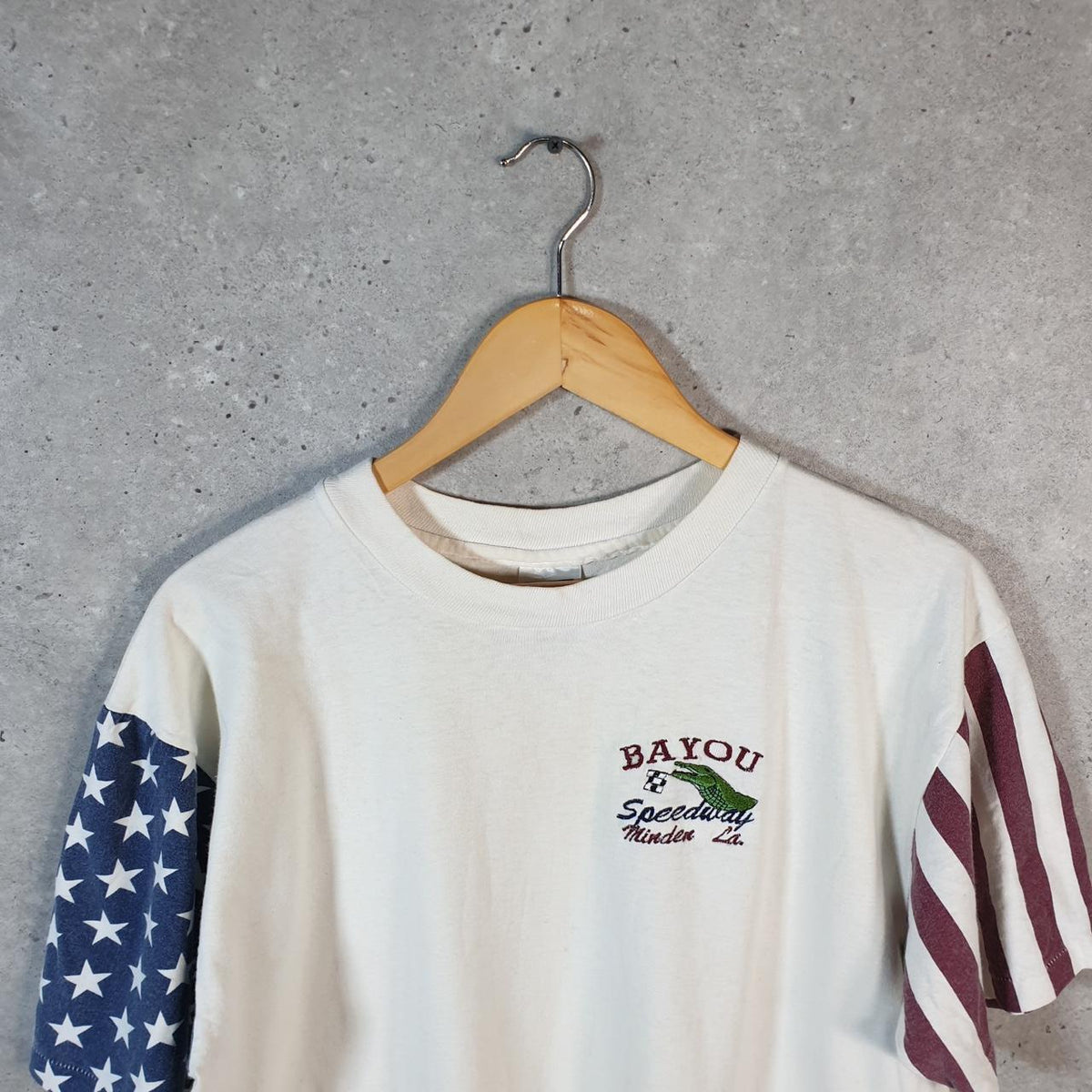 Vintage LA Bayou Speedway Minden Car 90s Single Stitch T Shirt Men’s Large White