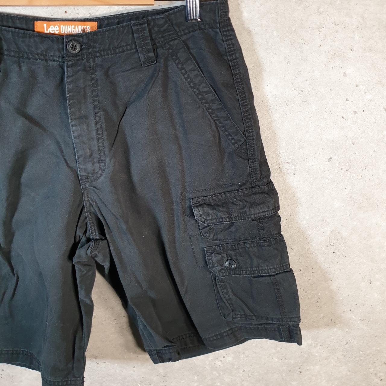 Vintage Lee Chino Shorts Jorts Cargo Mens W33 Black Baggy Cotton