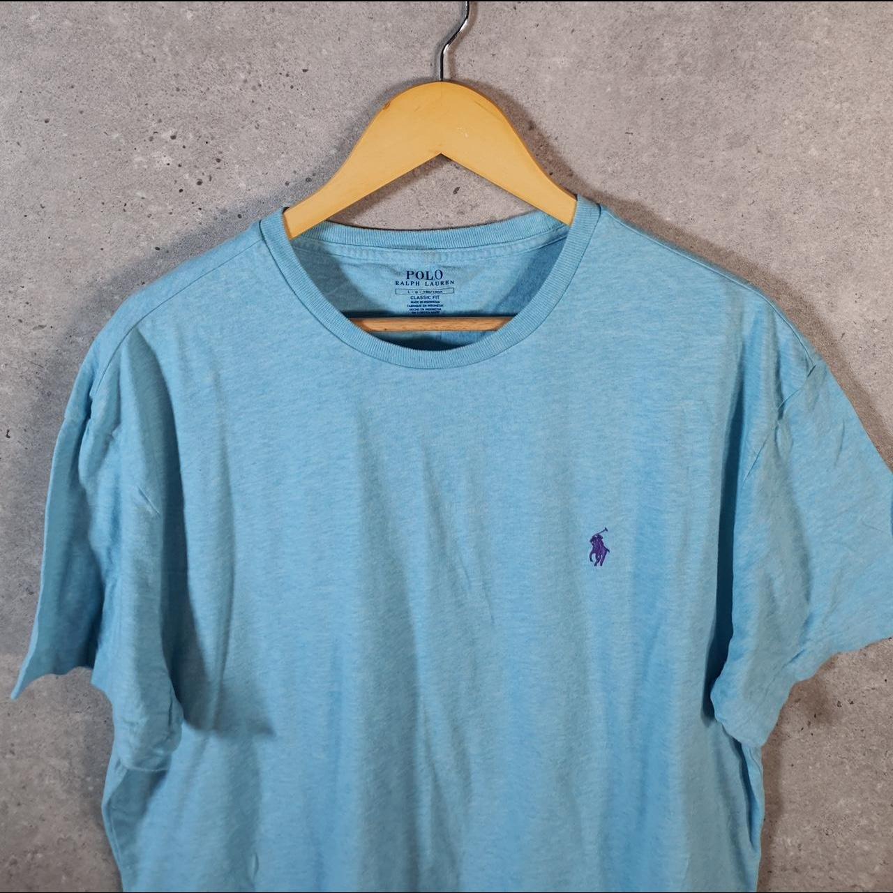 Vintage Ralph Lauren Polo T Shirt Men’s Large Blue Embroidered Pony Classic Fit C9097
