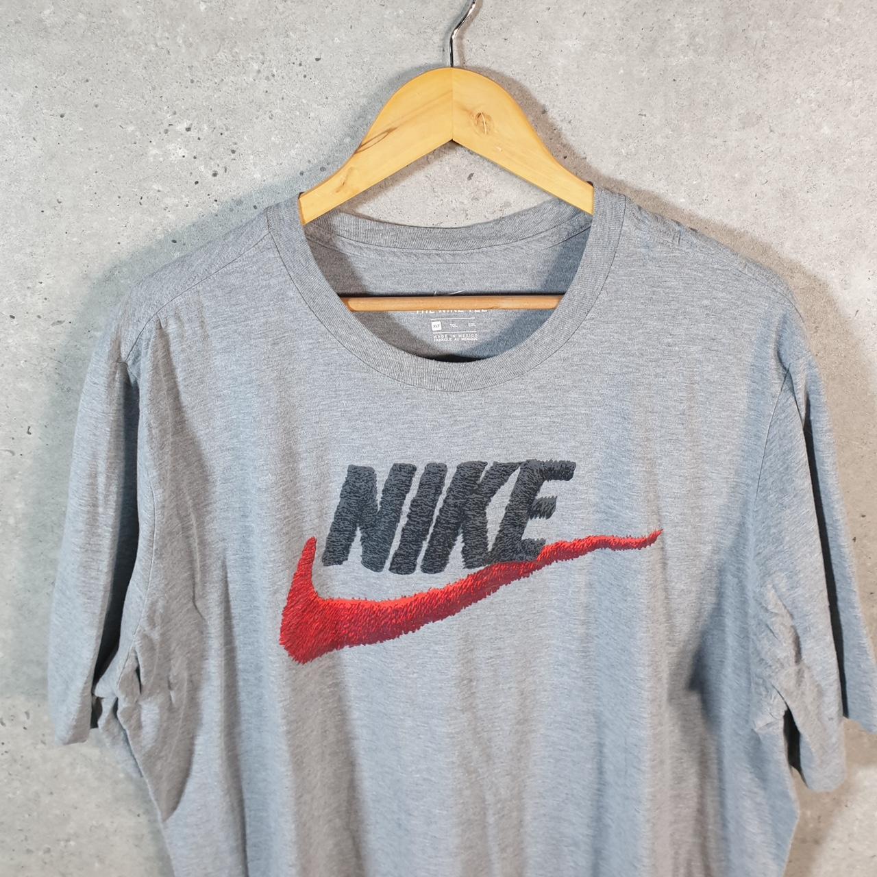 Vintage Nike T Shirt Men’s XL Grey Printed Single Swoosh Logo Athletic C8293
