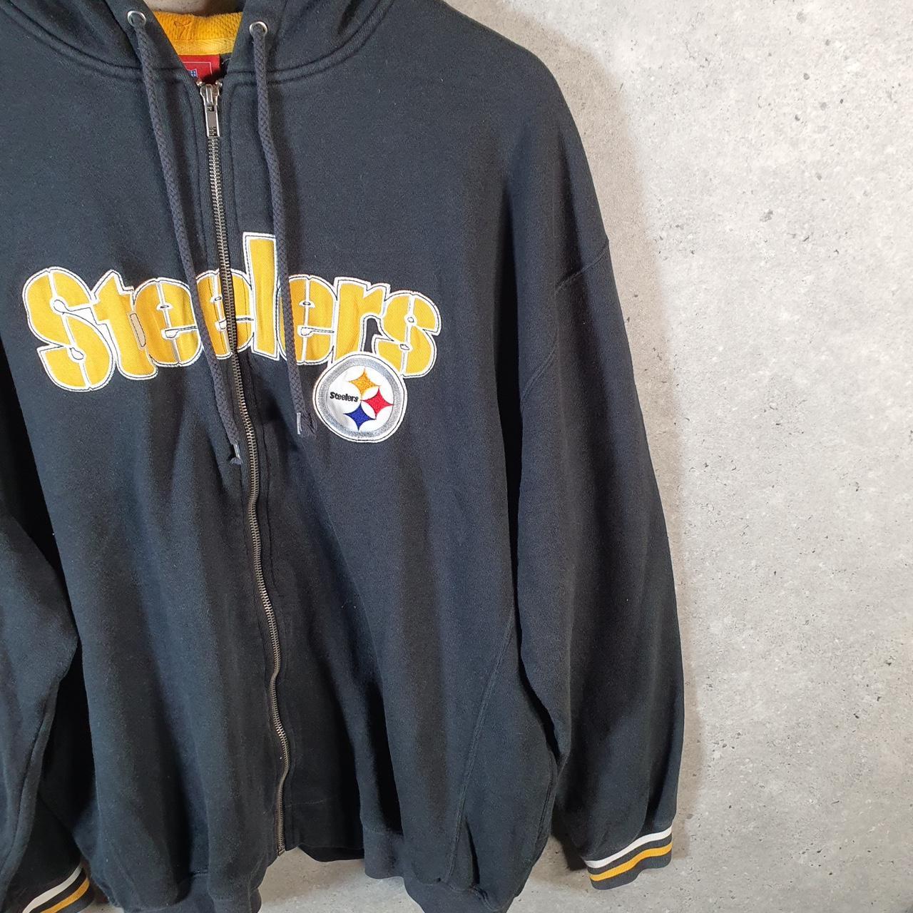 Vintage NFL Pittsburgh Steelers Hoodie Mens XL Black Full Zip USA Pro Sport