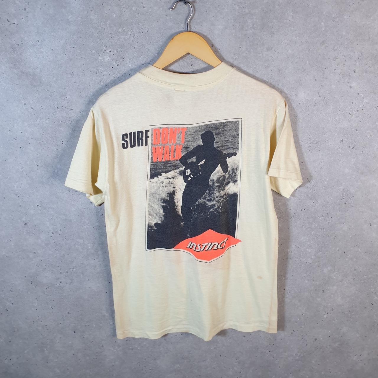 Vintage Hanes Don’t Surf Instinct 90s USA Single Stitch T Shirt Men’s Medium Beige