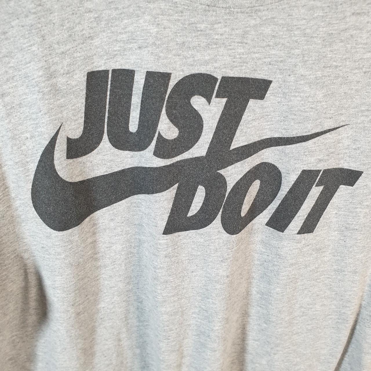 Vintage Nike Just Do it Spellout T Shirt Men’s Large Grey Logo Swoosh Athletic