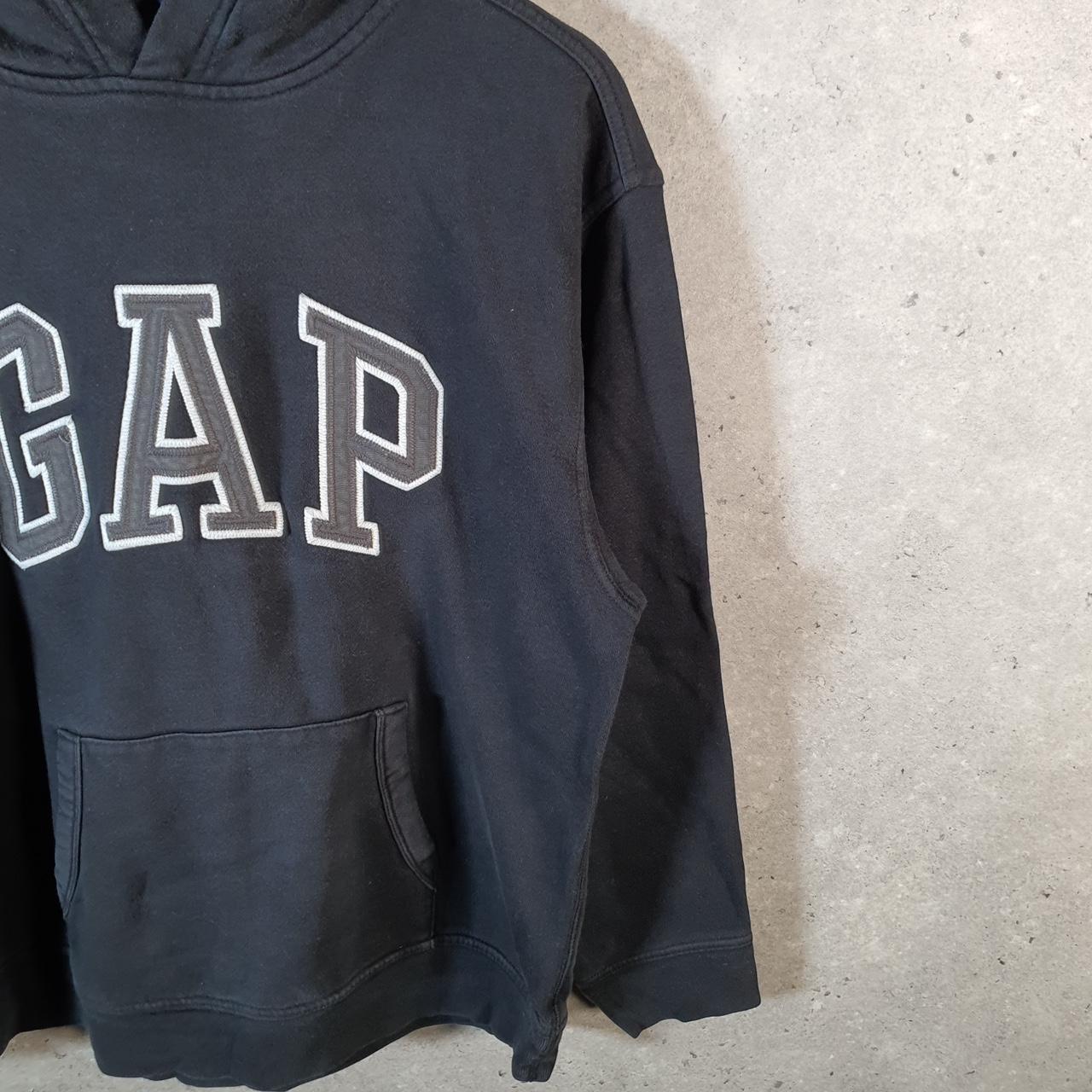 Vintage Gap Spellout Hoodie Womens 2XL Black Y2K Sweatshirt Logo Embroidered