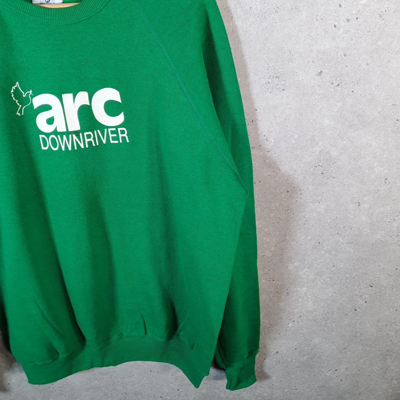 Vintage Lee Midweight Sweatshirt Men’s XL Green USA Arc Downriver Spellout