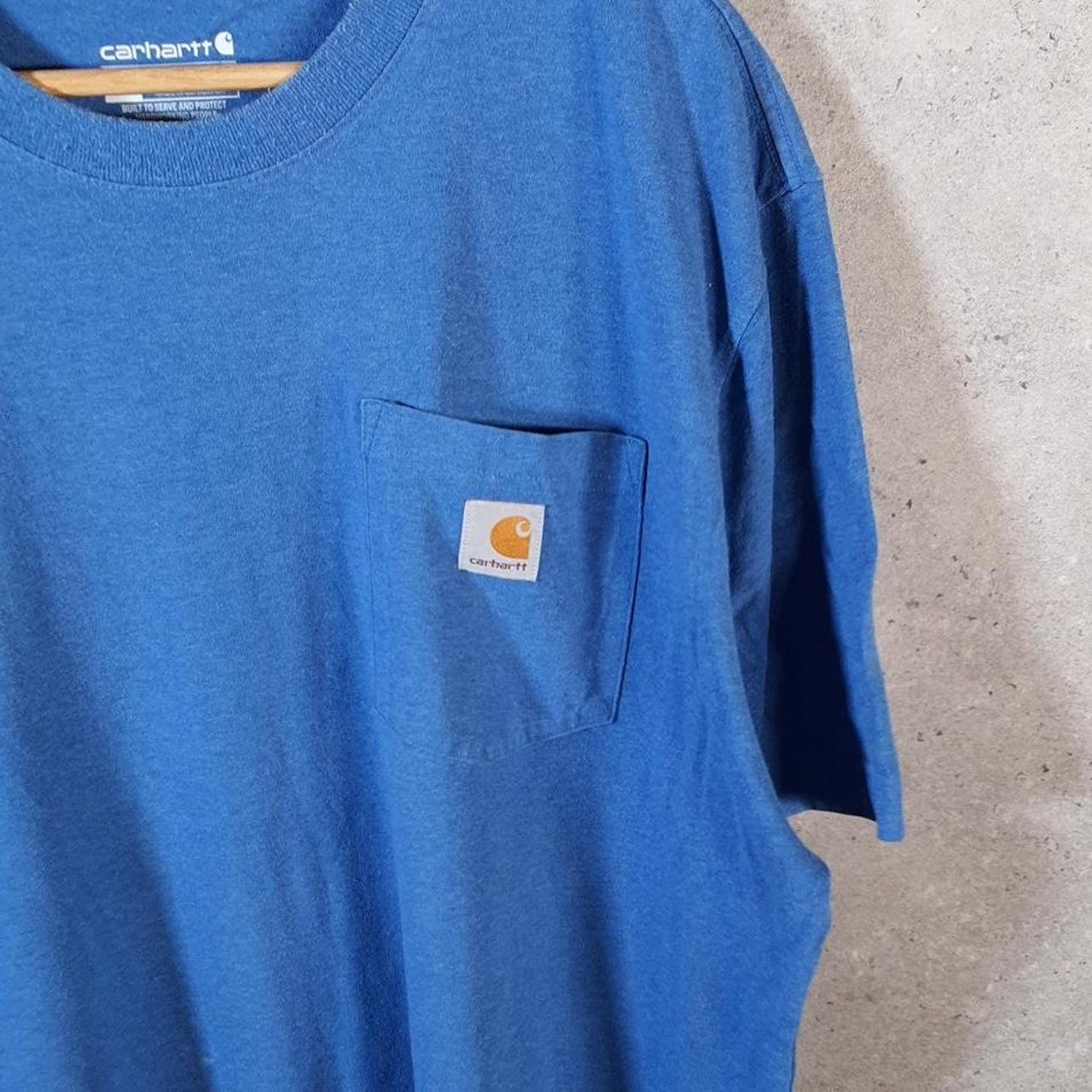 Vintage Carhartt Pocket T Shirt Men’s Large Blue Workwear Chore Utility Loose Fit