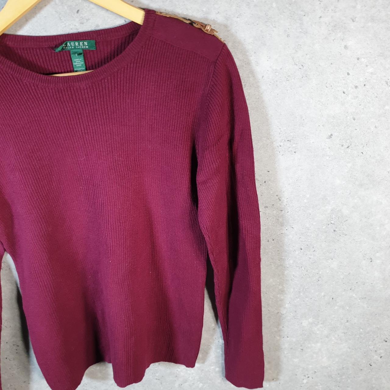 Vintage Ralph Lauren Polo Knit Sweater Womens Large Burgundy Cotton Pullover