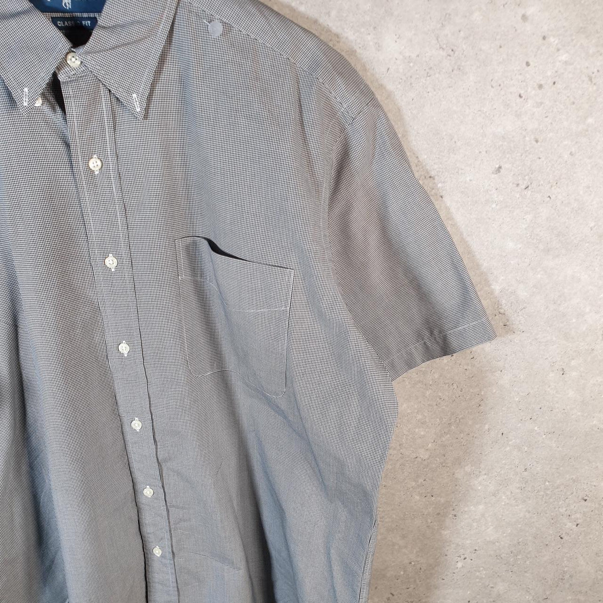 Vintage Ralph Lauren Button Down Shirt Men’s Large Grey Checkered Classic Fit Cotton