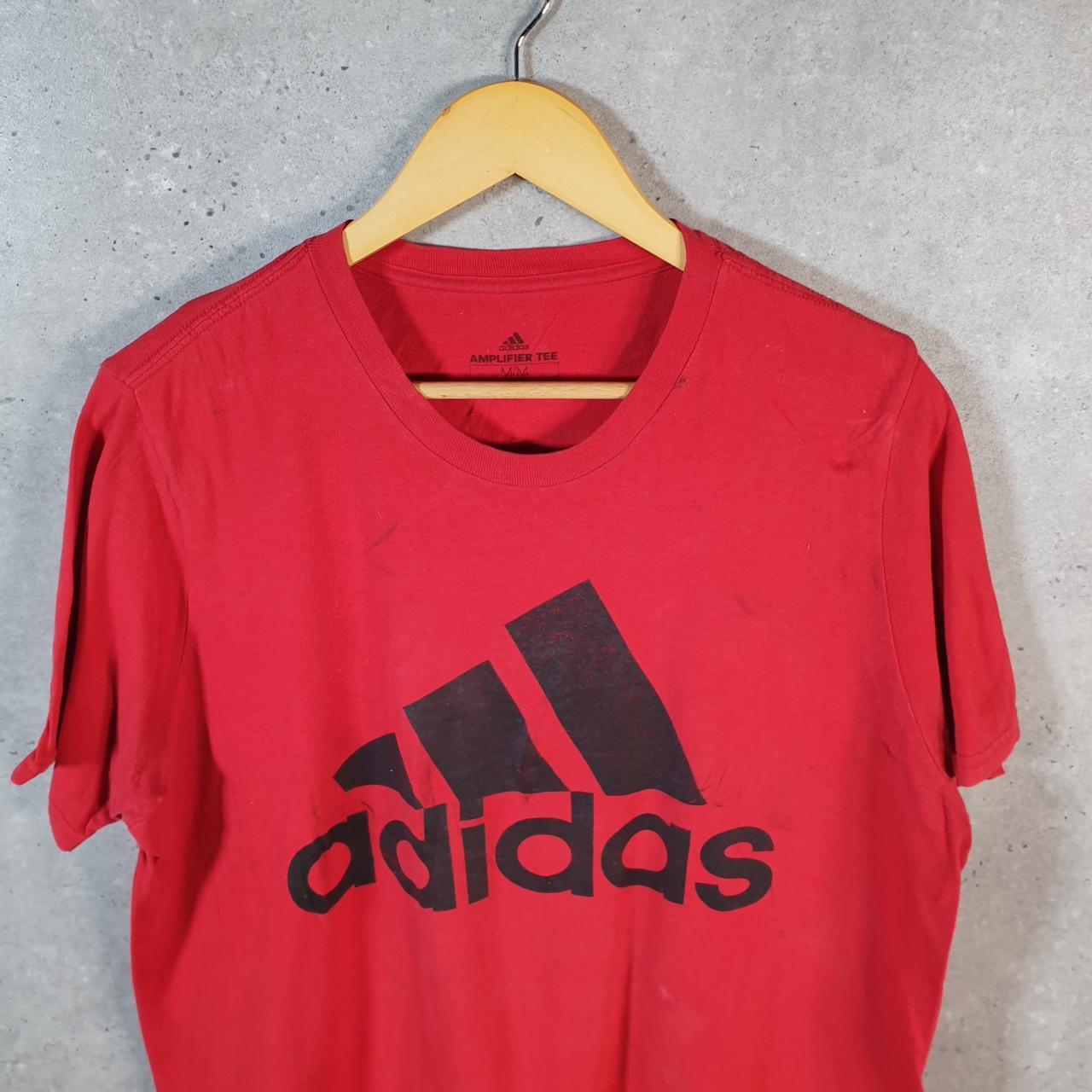 Vintage Adidas Amplifier T Shirt Shirt Men’s Medium Red Three Stripes Logo Athletic C9769