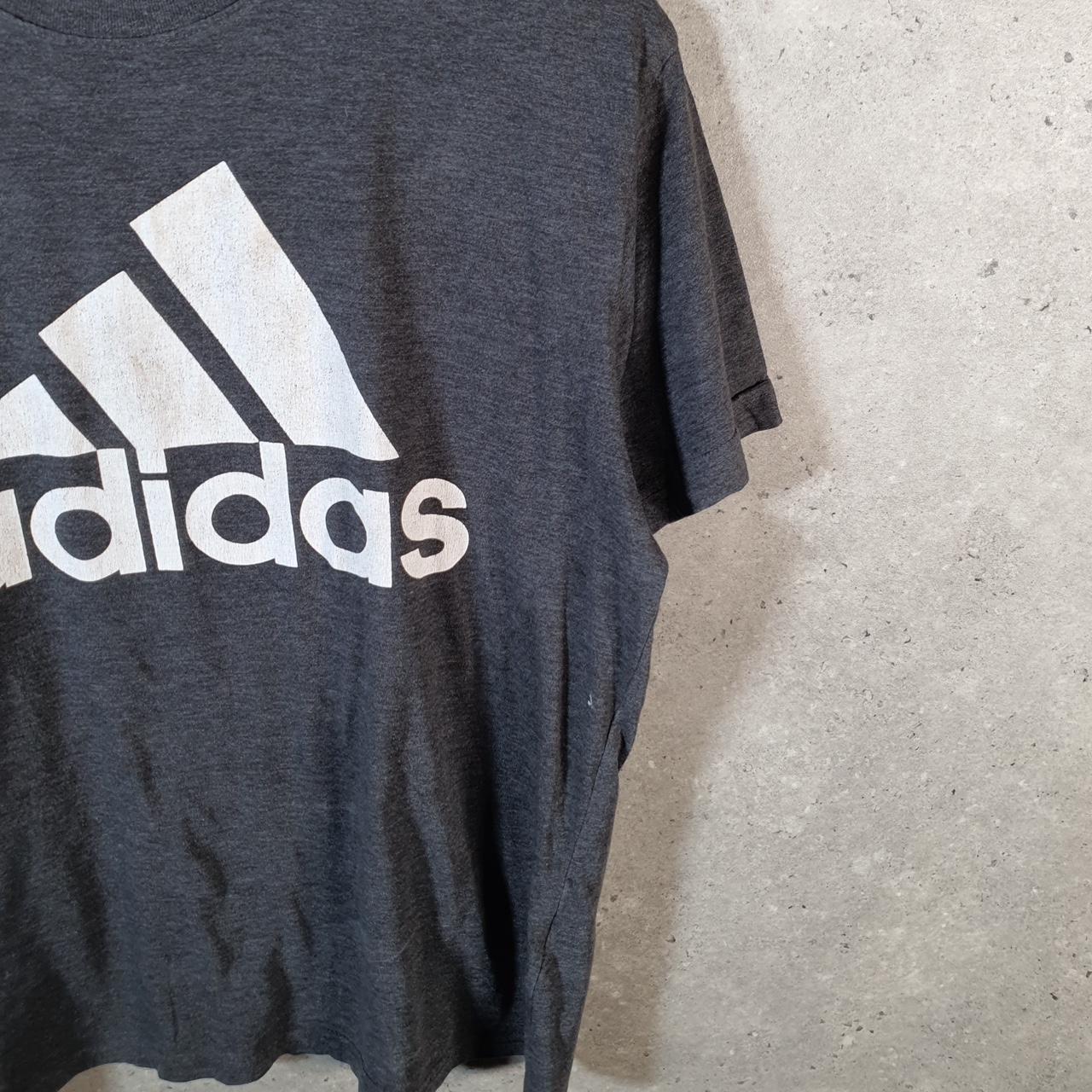 Vintage Adidas Spellout T Shirt Men’s Small Grey Three Stripes Logo Athletic