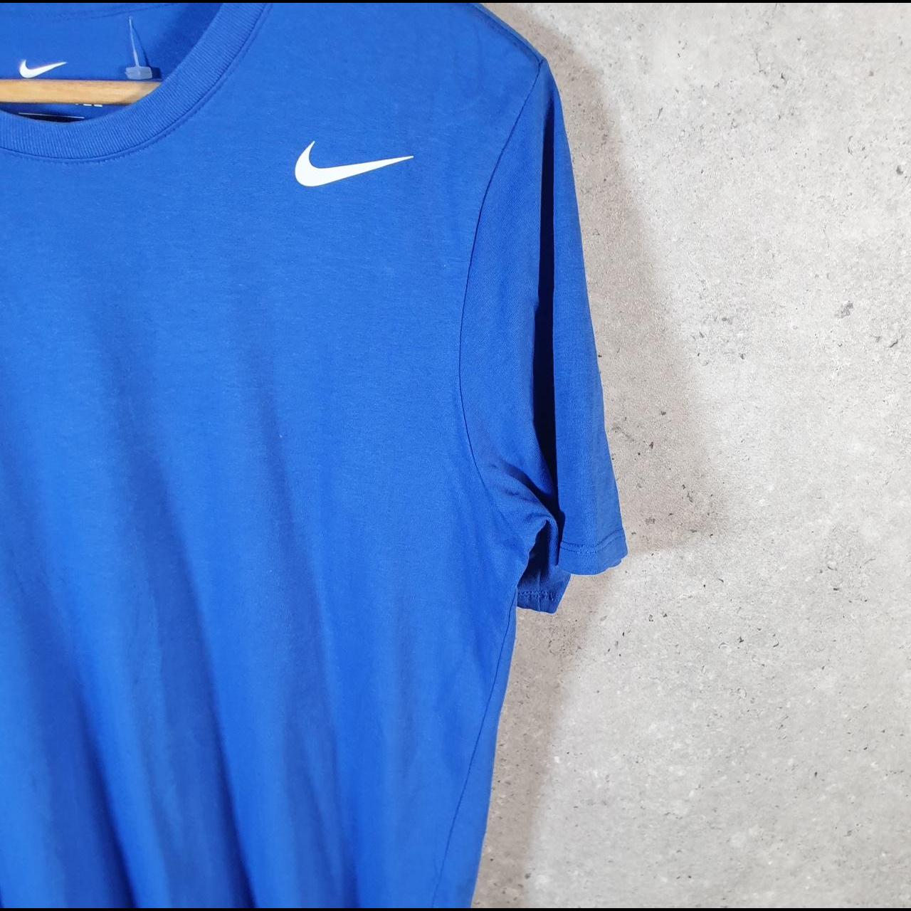 Vintage Nike Dri Fit Running T Shirt Men’s Medium Blue Swoosh Logo Athletic