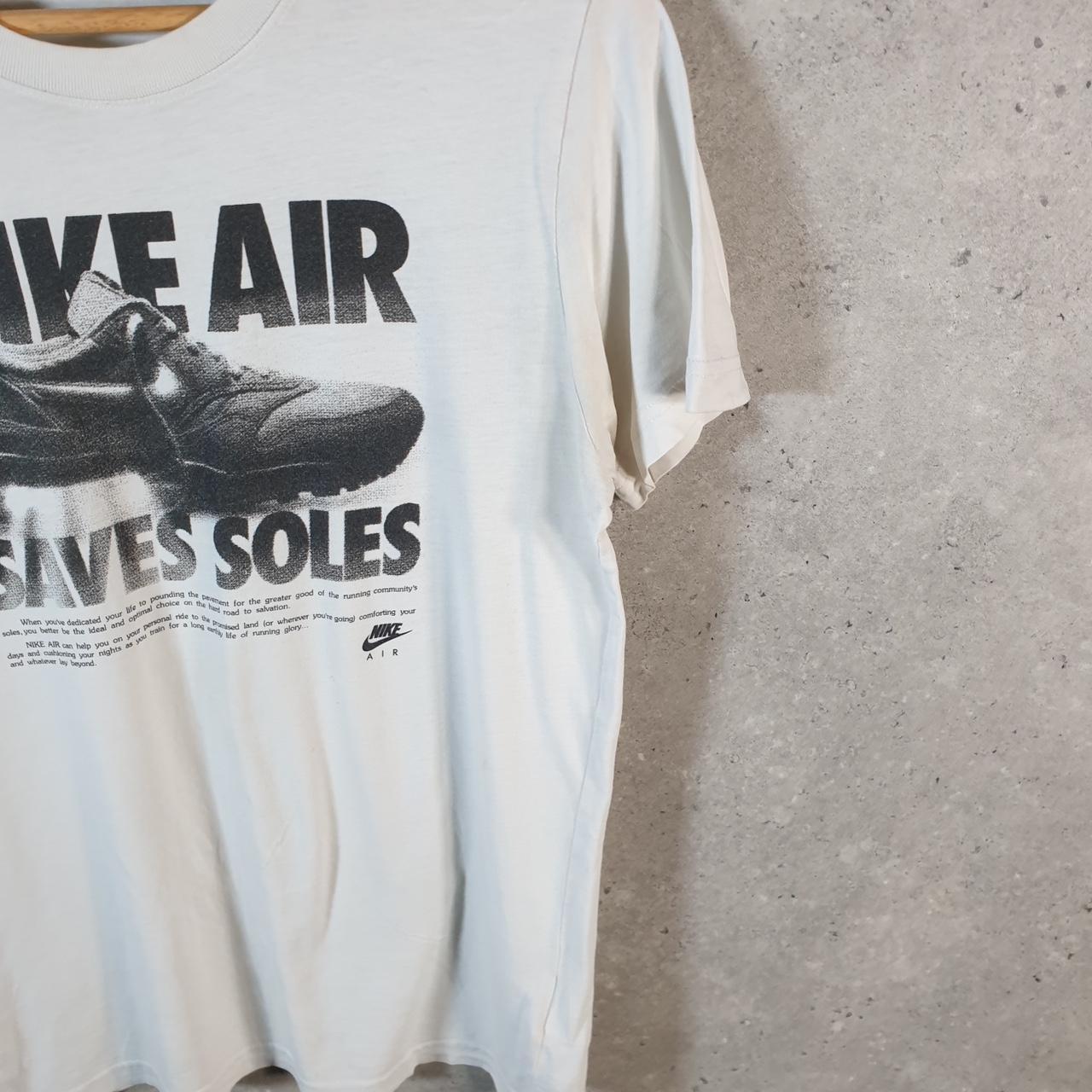 Vintage Nike Air Saves Soles 90s T Shirt Men’s Medium White Logo Swoosh Athletic