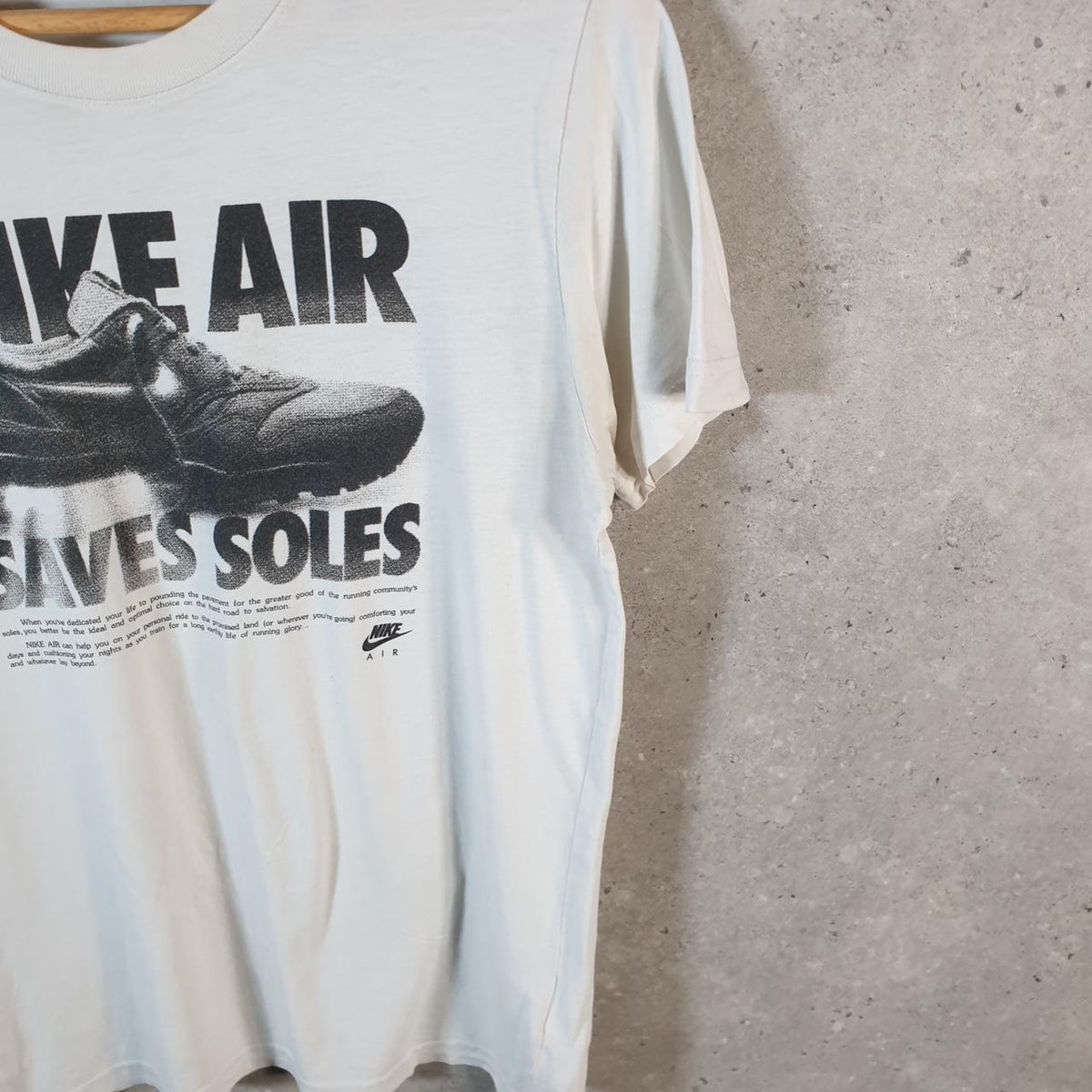 Vintage Nike Air Saves Soles 90s T Shirt Men’s Medium White Logo Swoosh Athletic