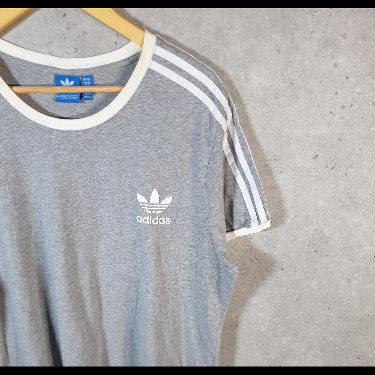 Vintage Adidas Embroidered Trefoil Retro T Shirt Womens UK18 Grey Logo Athletic