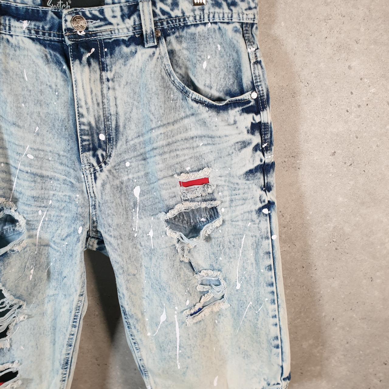 Vintage Switch Remarkable Baggy Y2K Hip Hop Jorts Shorts Mens W38 Blue Denim USA