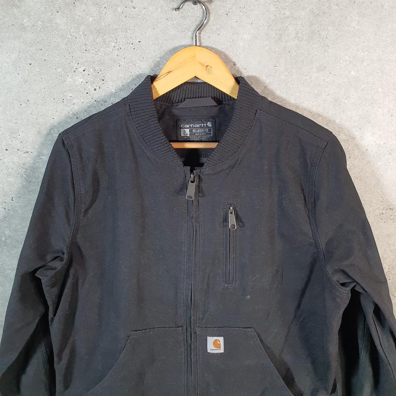 Vintage Carhartt Bomber Rugged Flex Jacket Womens Large Black Workwear Canvas USA G2106