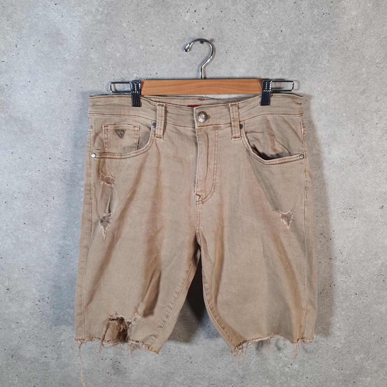 Vintage Guess Baggy Shorts Jorts Cargo Mens W33 Brown Relaxed Fit Cargo