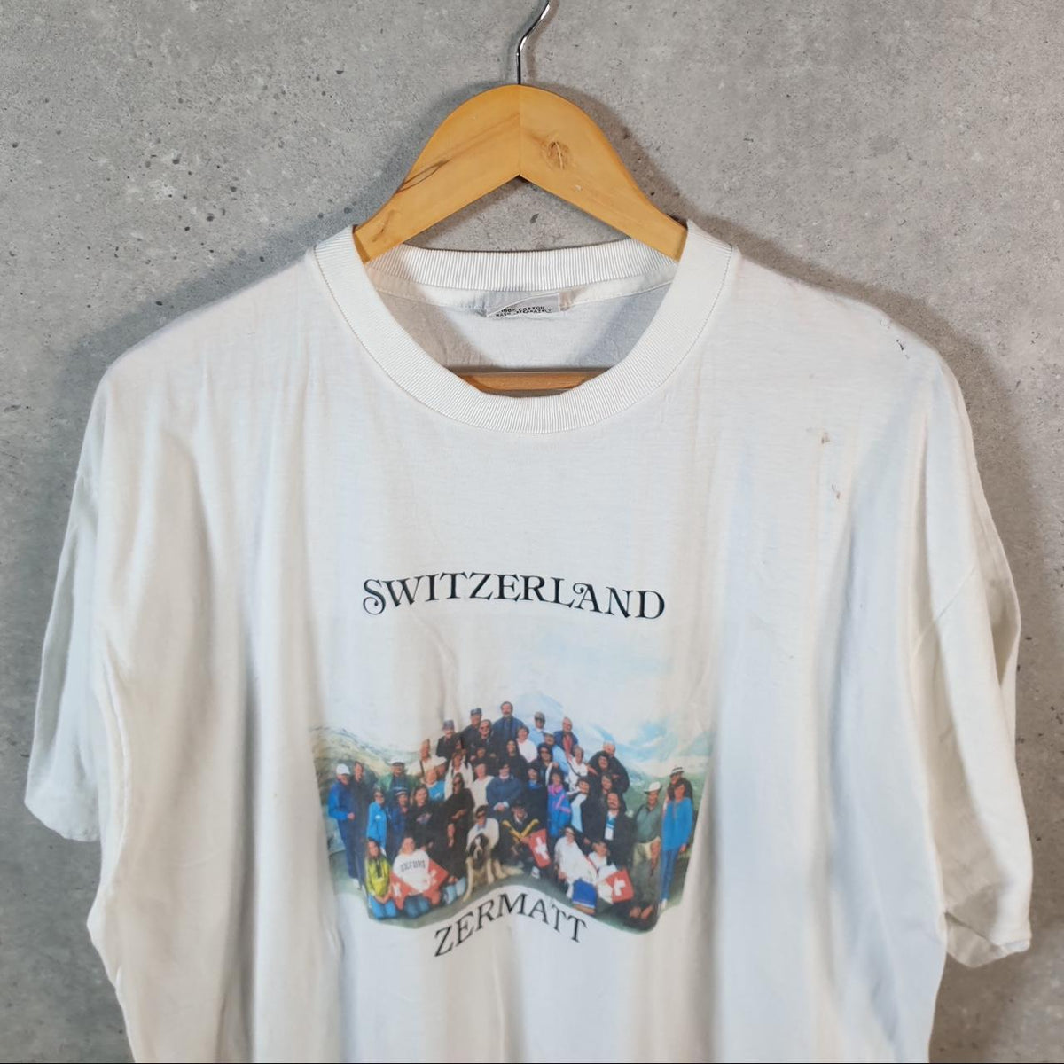 Vintage Petto Fatto Switzerland Zermatt Graphic 90s Single Stitch T Shirt Men’s XL White