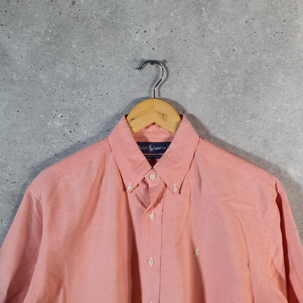 Vintage Ralph Lauren Button Down Shirt Men’s Medium Pink Classic Cotton Pony Casual Big Fish Vintage