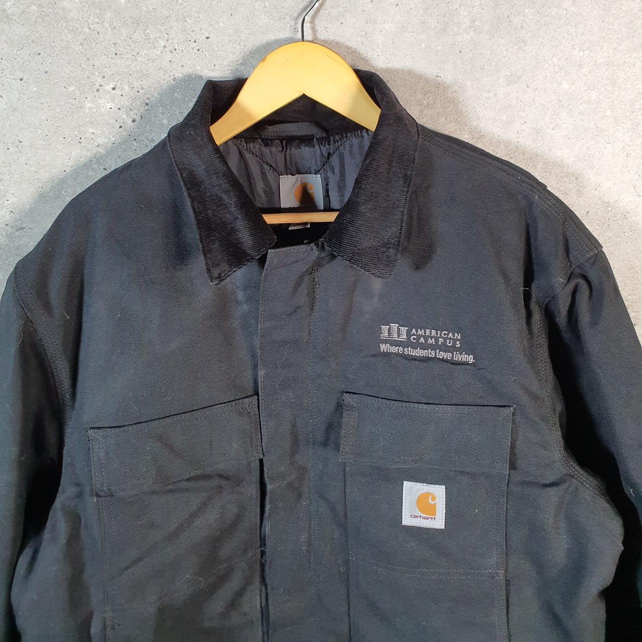 Vintage Carhartt Insulated Quilted Lined Duck Canvas Jacket Men’s Large Black Canvas USA G2116