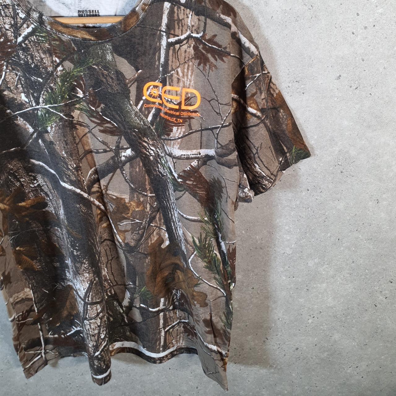 Vintage Russell Outdoors RealTree Camoflauge T Shirt Men’s XL Green Camo Short Sleeve