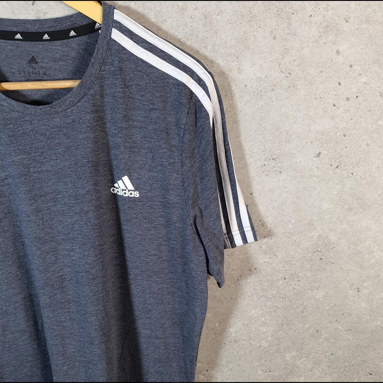 Vintage Adidas Spellout T Shirt Men’s Medium Grey Three Stripes Logo Athletic