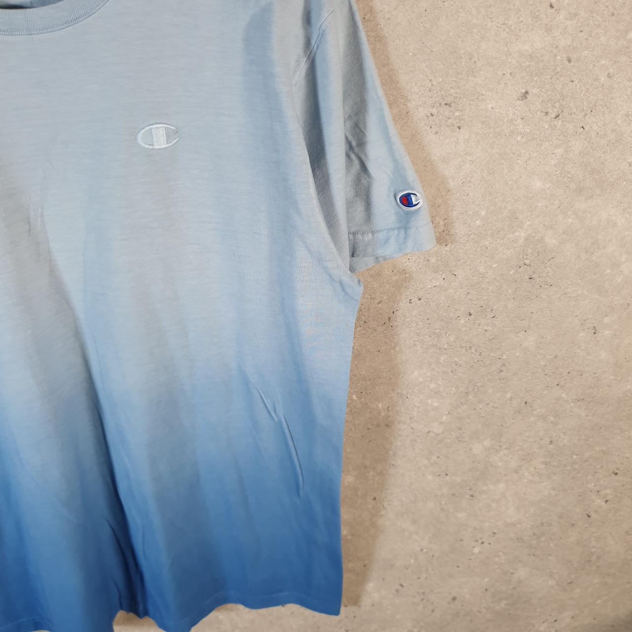 Vintage Champion Spellout Logo T Shirt Mens Medium Blue USA Athletic